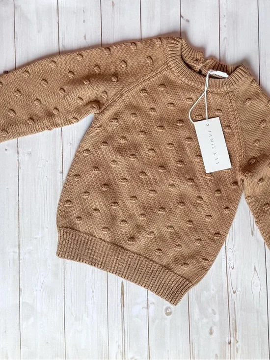 NWT- Jamie Kay Caramel Cream Dottie sweater 1 yr - Picture 2 of 4
